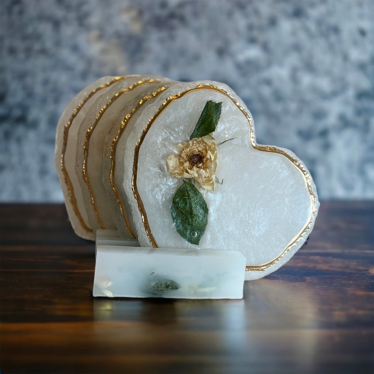 Untersetzer Set mit Halter aus Epoxidharz-Resinart-Resin Coasters