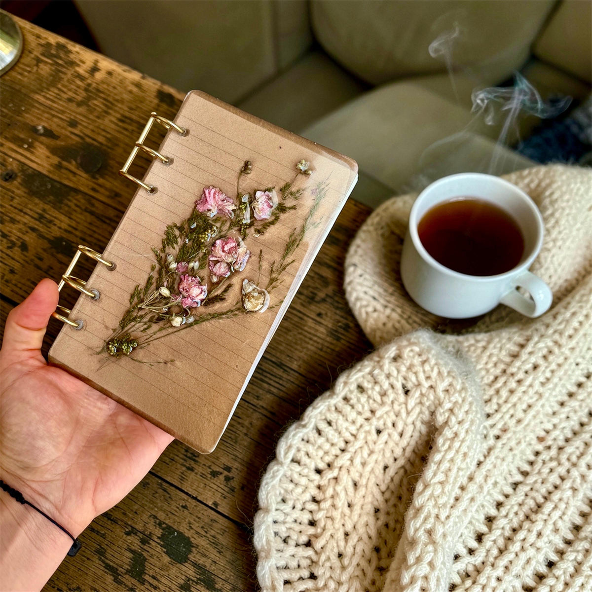 Floral resin notebook close up