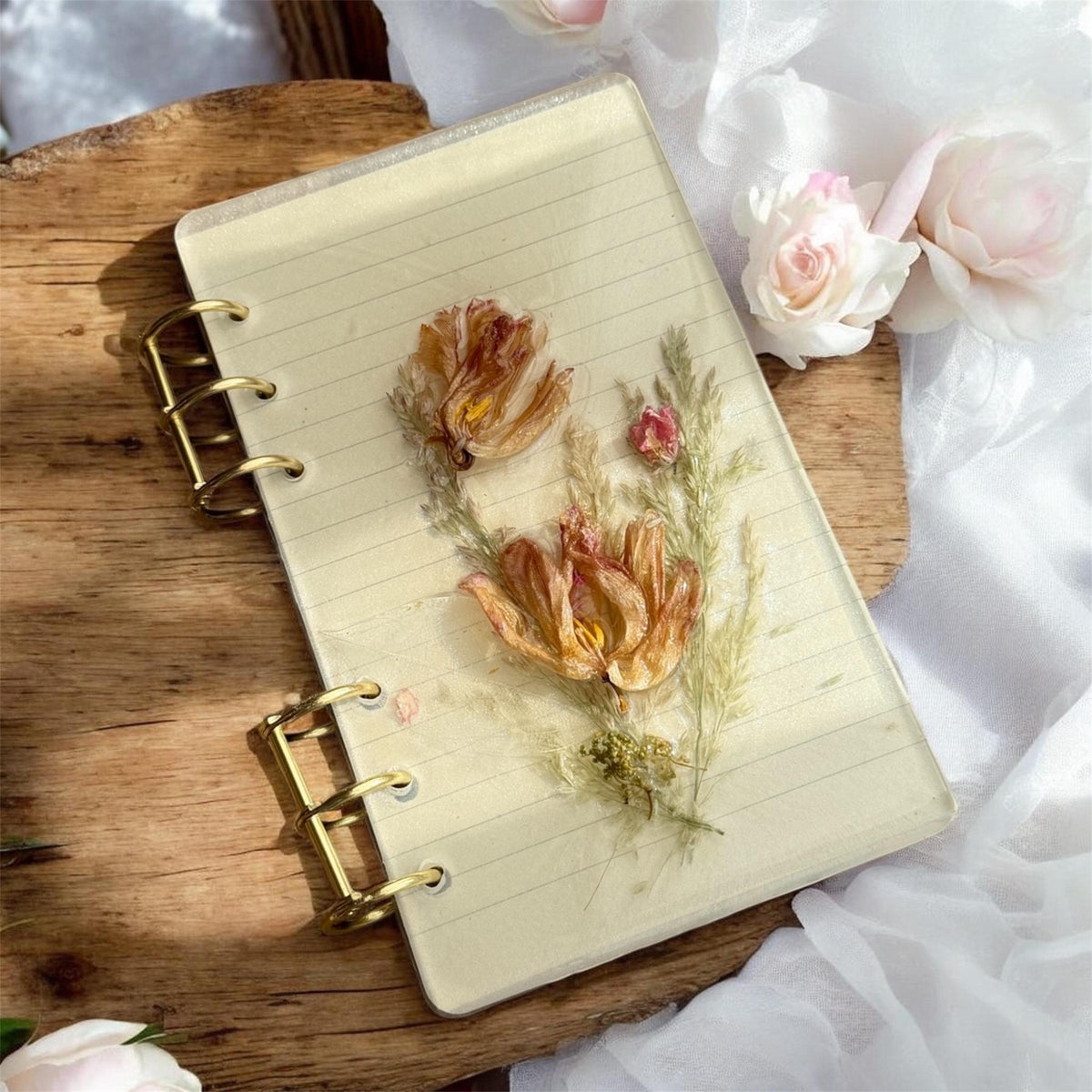 Handmade dried flower notebook