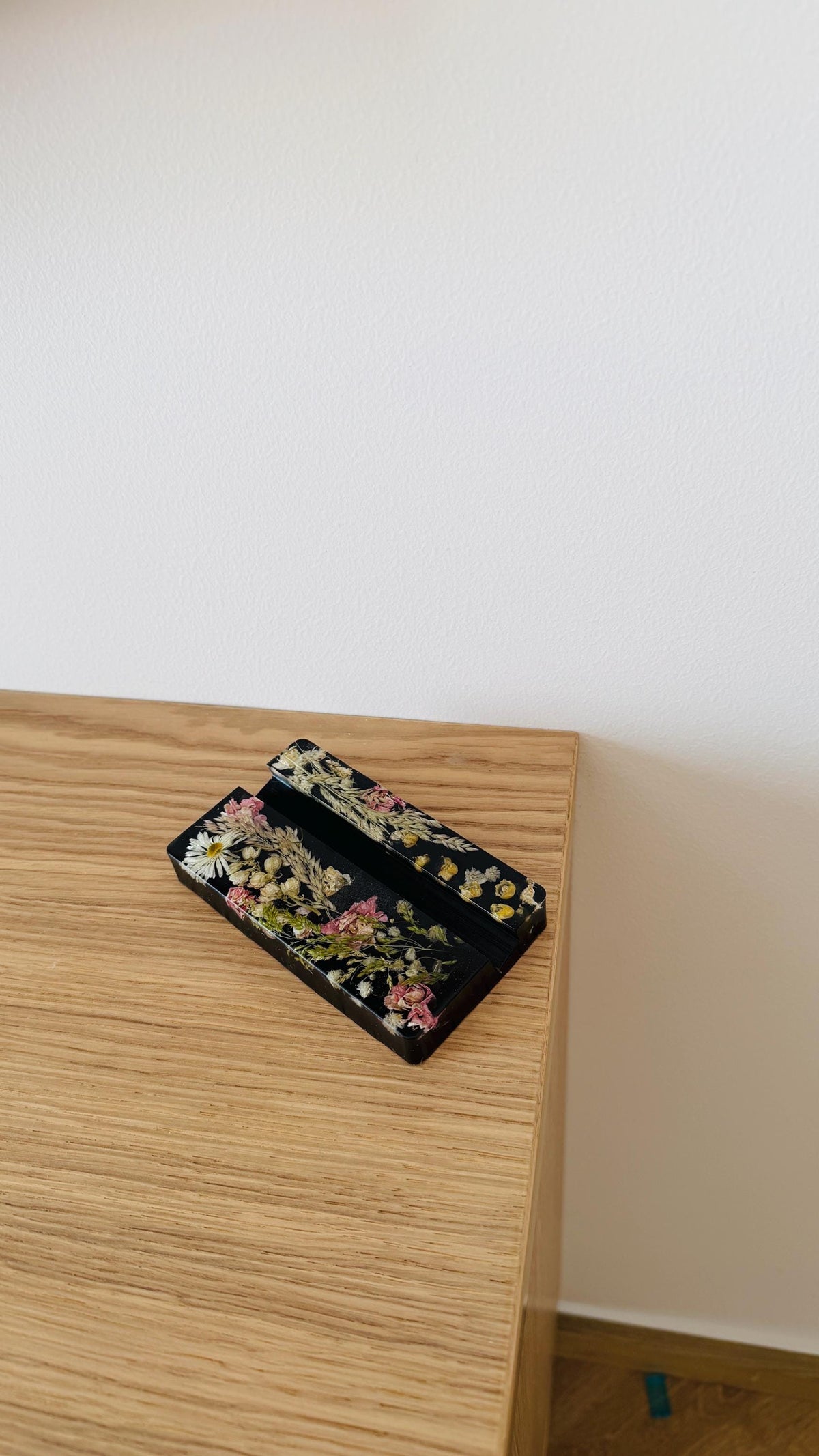 Resin phone holder side view